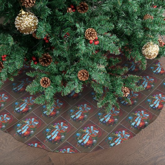 レッドドラゴンクリスマスリース ブラッシュドポリエステルツリースカート