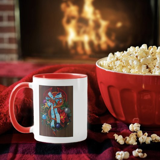 レッドドラゴンクリスマスリース マグカップ