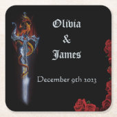 レッドドラゴンソードバラ スクエアペーパーコースター (正面)