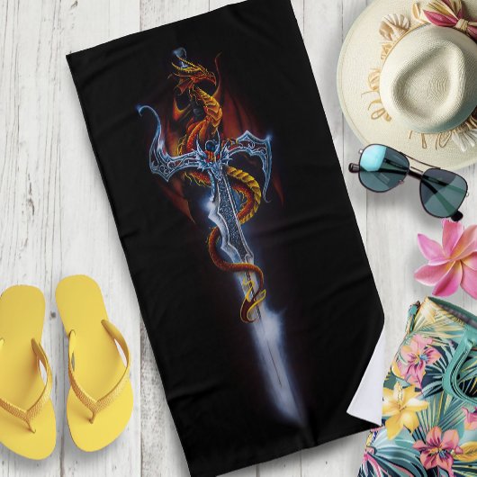 レッドドラゴンソードファンタジー ビーチタオル