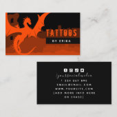 レッドドラゴンタトゥーアーティストソーシャルメディアモダンブラック 名刺 (正面/裏面)