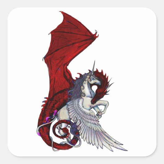 レッドドラゴンドラゴンスクリムゾンファンタジーユニコーンホース スクエアシール (正面)