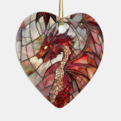 レッドドラゴンフェイクステンドグラスデザイン セラミックオーナメント (右)