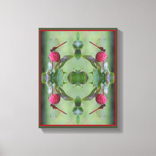 レッドドラゴンフライオンドウッドフルーツ抽象芸術 キャンバスプリント (正面)