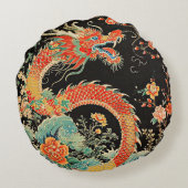 レッドドラゴンラウンド装飾用クッション ラウンドクッション (裏面)