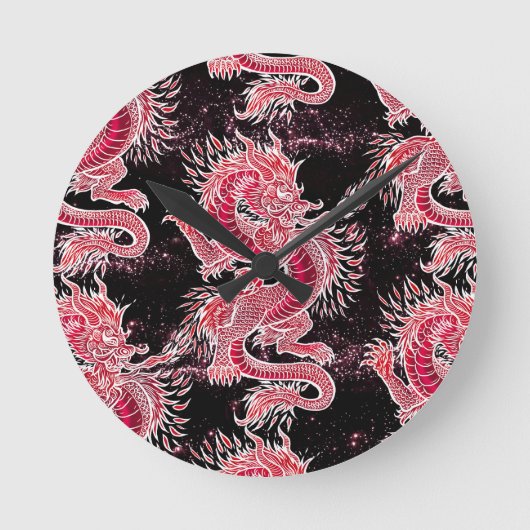 レッドドラゴン銀河系 ラウンド壁時計 (正面)
