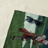 レッドドラゴンvsナイトキャッスルパーソナライズされたファンタジー ビーチタオル (インサイチュ)