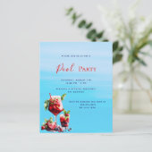 レッドドリンクブルーウォーター予算プールパーティの招待状 (スタンド正面)