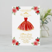 レッドドレスキンセアニェラ 箔招待状 (立ち正面)