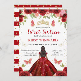 レッドドレスダークスキンプリンセススウィート16 招待状