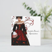 レッドドレスハートスワーズエレガントホワイトキンセアニェラ 招待状 (スタンド正面)