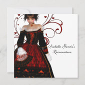 レッドドレスハートスワーズエレガントホワイトキンセアニェラ 招待状 (正面)