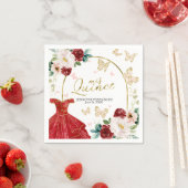 レッドドレスバタフライキンセアニェラナプキンス スタンダードカクテルナプキン (インサイチュ)