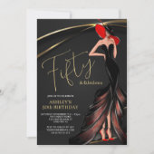 レッドドレスファブルブラック金ゴールド50th 招待状 (正面)