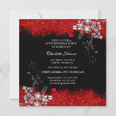 レッドドレスフェザーシルバーバースデーパーティー 招待状 (裏面)