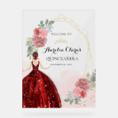 レッドドレスフローラ幾何学的クインセニェラ誕生日 アクリルサイン (正面)