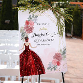 レッドドレスフローラ幾何学的クインセニェラ誕生日 ポスター