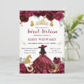 レッドドレスブラックヘアサロンプリンセススウィート16 招待状 (スタンド正面)