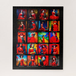 レッドドレスブラック猫アートの動き ジグソーパズル