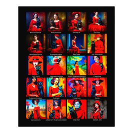 レッドドレスブラック猫アートの動き フォトプリント           