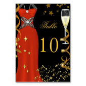 レッドドレスブラック金ゴールドテーブル番号カード テーブルナンバー (裏面)