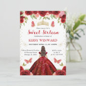 レッドドレスブルネットプリンセススウィート16 招待状 (スタンド正面)