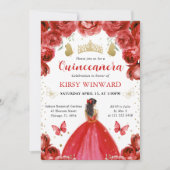 レッドドレスブルネットヘアプリンセスキンセアニェラ 招待状 (正面)