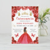 レッドドレスブルネットヘアプリンセスキンセアニェラ 招待状 (スタンド正面)