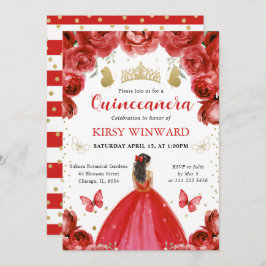 レッドドレスブルネットヘアプリンセスキンセアニェラ 招待状