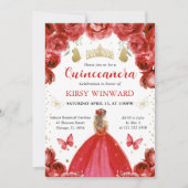 レッドドレスブロンドヘアプリンセスキンセアニェラ 招待状 (正面)