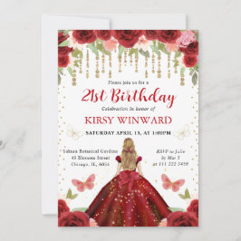 レッドドレスブロンド髪プリンセス21歳 招待状