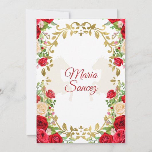 レッドドレスメキシカンガールスウィート15th誕生日招待状 招待状 (裏面)