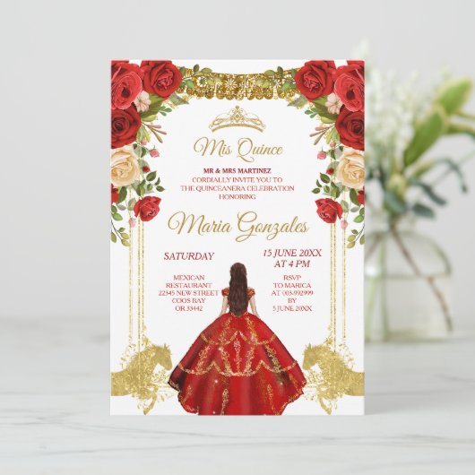 レッドドレスメキシカンフラワークインセアニラ 招待状 (スタンド正面)