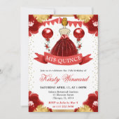 レッドドレスレッドフォールドプリンセスキンセアニェラ 招待状 (正面)