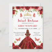 レッドドレスレッドヘアプリンセススウィート16 招待状 (正面)
