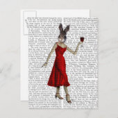 レッドドレス姿のウサギ ポストカード (正面/裏面)