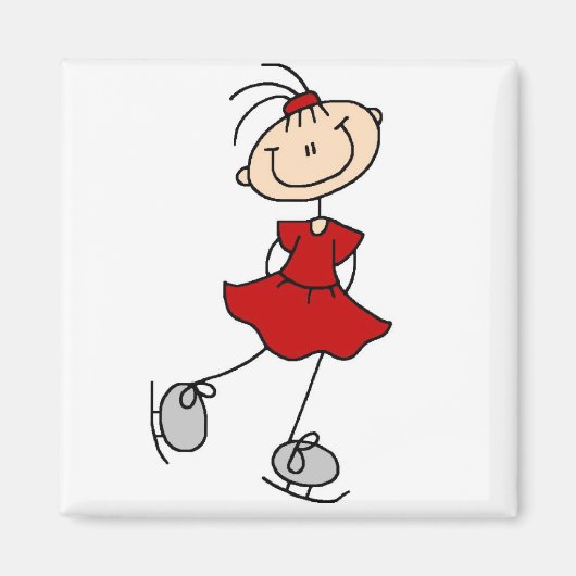 レッドドレス姿スケーターTシャツとギフト マグネット (正面)