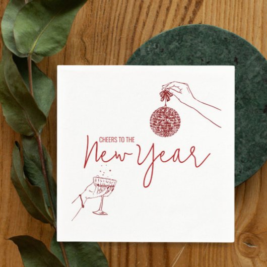 レッドドードル新年のパーティー スタンダードカクテルナプキン