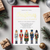 レッドナツクラッカークリスマスカクテルパーティー金ゴールド 箔招待状