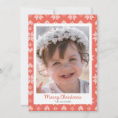 レッドニットのセーターのパターン写真クリスマスカード 招待状 (正面)