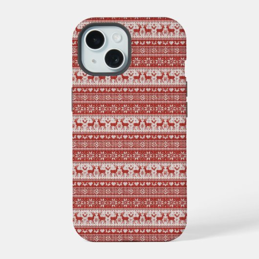 レッドニットクリスマス iPhone 15ケース (裏面)
