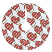 レッドニットシュガークッキーミッテンクリスマスベーキング ブラッシュドポリエステルツリースカート (正面)