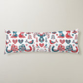 レッドネイビークリスマスススススススカンジナビアフォークアートデザイン ボディピロー (正面)