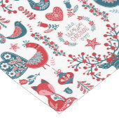 レッドネイビークリスマススススススススカンジナビアフォークアートウッドランド ロングテーブルランナー (コーナー)