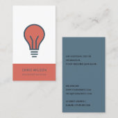 レッドネイビーグレー電球電気技師 名刺 (正面/裏面)
