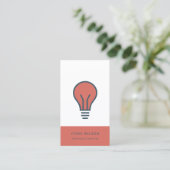 レッドネイビーグレー電球電気技師 名刺 (スタンド正面)