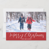 レッドネイビータータンチェックのクリスマス休暇のフォトカード シーズンカード (正面)