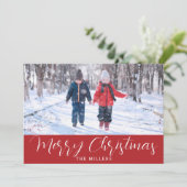 レッドネイビータータンチェックのクリスマス休暇のフォトカード シーズンカード (スタンド正面)