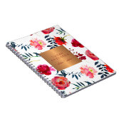 レッドネイビーフローラエレガントバラ金ゴールド金属銅 ノートブック (右側)