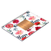 レッドネイビーフローラエレガントバラ金ゴールド金属銅 ノートブック (左側)